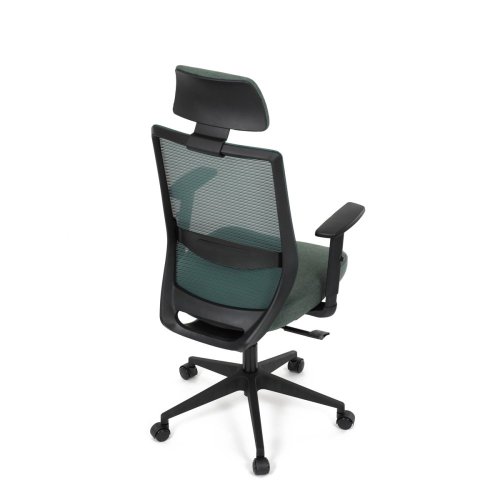 Židle kancelářská, černá MESH síťovina, černá látka, plastový kříž, synchronní mechanismus, kolečka pro tvrdé povrchy - Brevné variany: Zelená