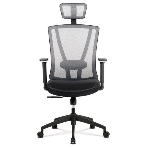 Kancelářská židle, černá MESH+síťovina, plastový kříž, synchronní mechanismus
