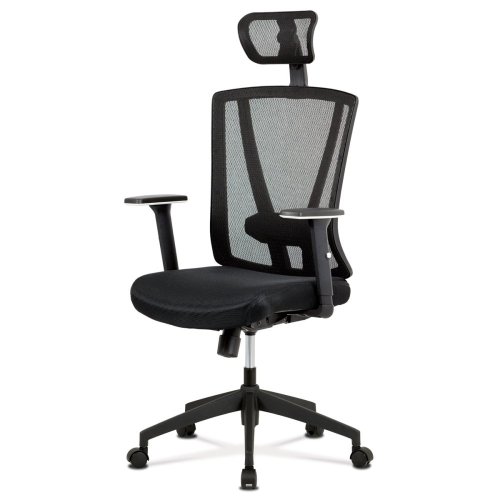 Kancelářská židle, černá MESH+síťovina, plastový kříž, synchronní mechanismus