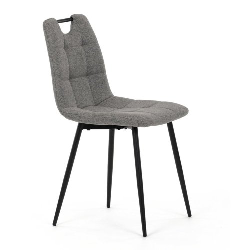 Židle jídelní, madlo, snadno čistitelná šedá látka, černý matný lak, kovové nohy - Brevné variany: Zelená