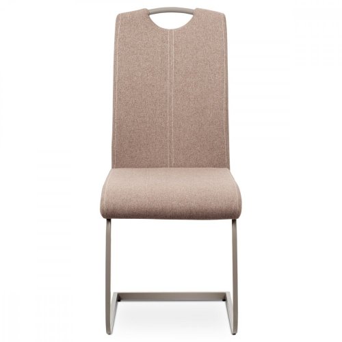 Jídelní židle, potah krémová látka, bílé prošití, kovová podnož, lanýžový lak - Brevné variany: Šedá