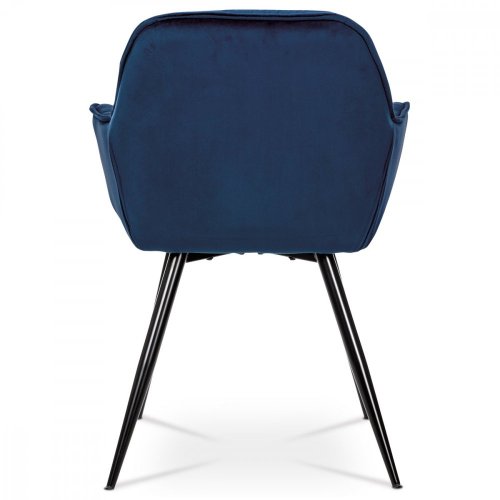 Jídelní židle, potah modročerná sametová látka, kovová 4nohá podnož, černý lak - Brevné variany: Růžová