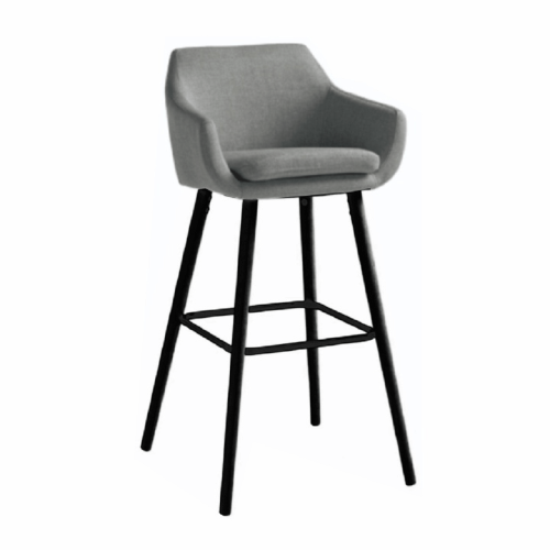 Barová židle, šedohnědá látka / černá, Tahira (0000204525) — Memela.cz