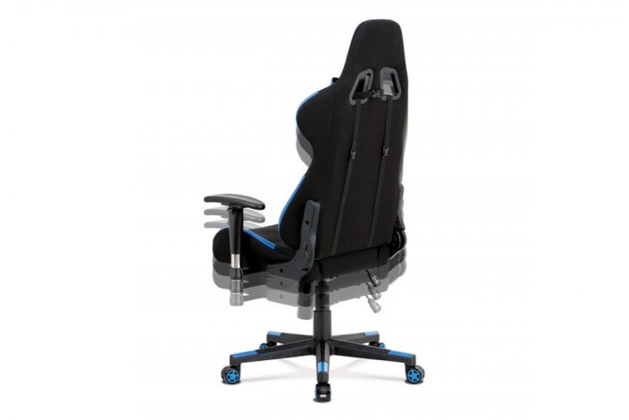 Kancelářská židle, modrá-černá látka, houpací mech, plastový kříž - Brevné variany: Modrá