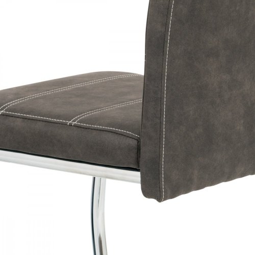 Jídelní židle, potah černá látka COWBOY v dekoru vintage kůže, kovová pohupová c - Brevné variany: Krémová