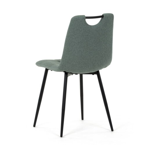 Židle jídelní, madlo, snadno čistitelná šedá látka, černý matný lak, kovové nohy - Brevné variany: Zelená