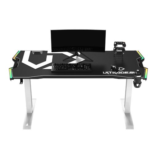 ULTRADESK Herní stůl FORCE SNOW 166×70 cm — bílá