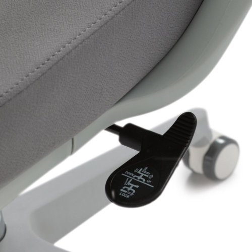 Židle kancelářská, bílý plast, šedý MESH a modrá látka, plastový kříž, houpací mechanismus. - Brevné variany: Červená