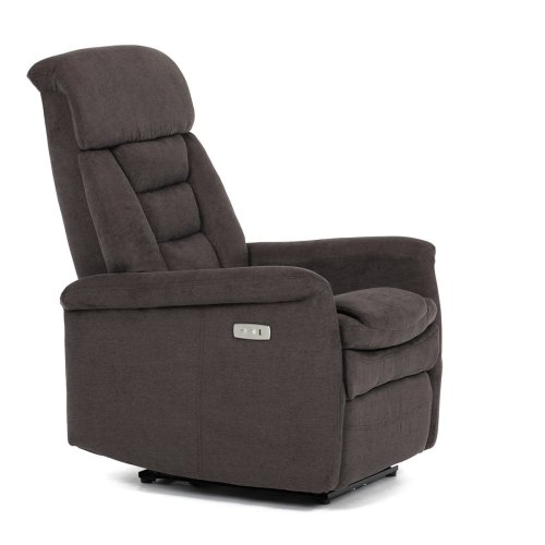 TV a relaxační křeslo s elektrickým ovládáním, potah hnědá látka