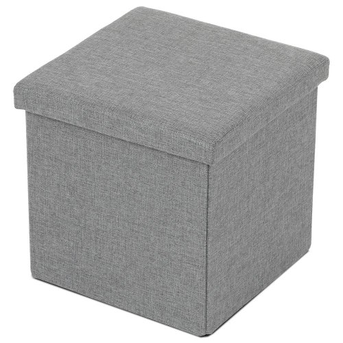 Taburet s úložným prostorem, látka černá - Brevné variany: Šedá