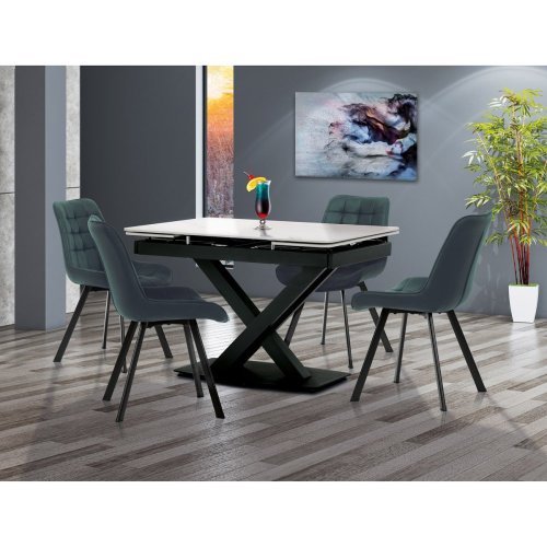 Židle jídelní, černá látka v dekoru broušené kůže, černý kov - Brevné variany: GRN3