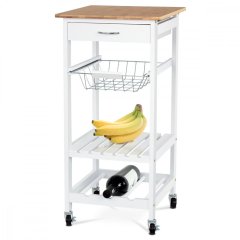 Servírovací stolek na kolečkách Autronic DR-044 — masiv bambus/MDF bílý matný lak