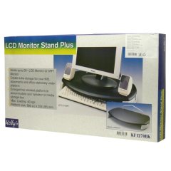 Podstavec pod monitor, prostor pro klávesnici, černý, dřevo-plast, 40 kg nosnost, ergo
