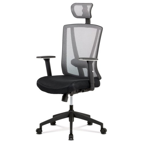 Kancelářská židle, černá MESH+síťovina, plastový kříž, synchronní mechanismus