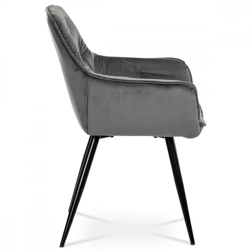 Jídelní židle, potah modročerná sametová látka, kovová 4nohá podnož, černý lak - Brevné variany: Růžová