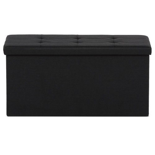 Taburet s úložným prostorem, látka černá - Brevné variany: Šedá