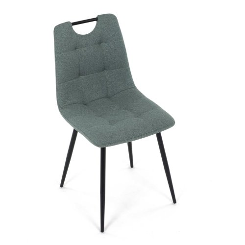 Židle jídelní, madlo, snadno čistitelná šedá látka, černý matný lak, kovové nohy - Brevné variany: Zelená