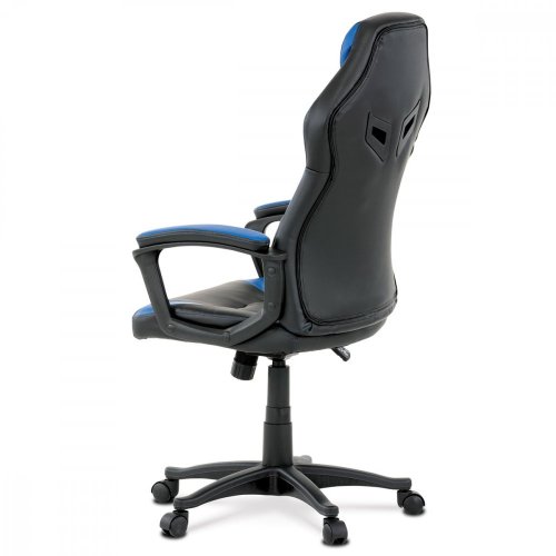 Herní židle, potah - modrá a černá ekokůže, houpací mechanismus - Brevné variany: Modrá