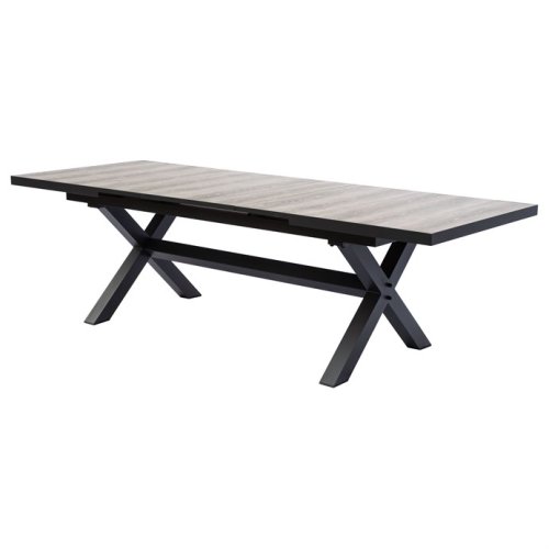 Zahradní rozkládací stůl 200+60×100×77 cm — černá