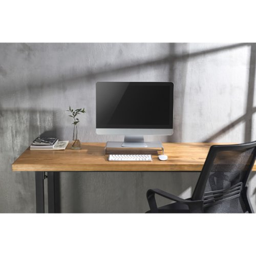Podstavec pod monitor, minimalistický, stříbrný, hliník, 10 kg nosnost, Powerton, ergo