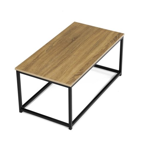 Stůl konferenční, 90x48x41 cm, MDF, dekor divoký dub, černý kov - Brevné variany: OLW