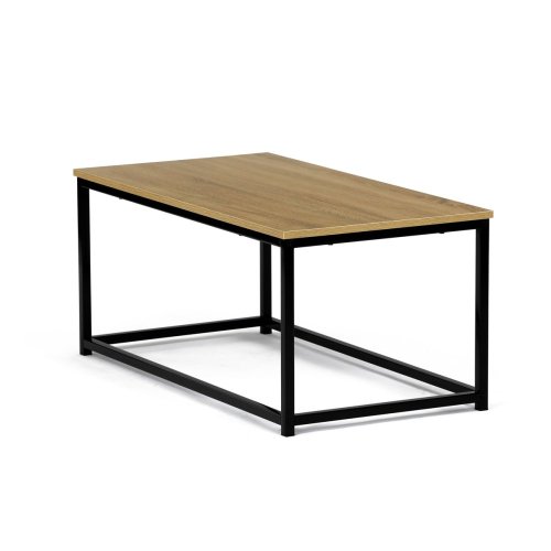 Stůl konferenční, 90x48x41 cm, MDF, dekor divoký dub, černý kov - Brevné variany: OLW