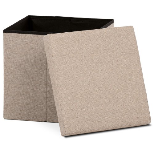 Taburet s úložným prostorem, látka černá - Brevné variany: Šedá