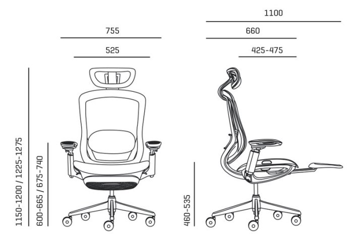 Kancelářská židle Antares BAT NET PDH + FOOTREST — šedá