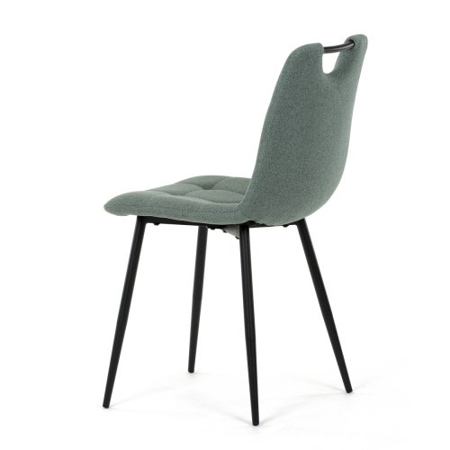 Židle jídelní, madlo, snadno čistitelná šedá látka, černý matný lak, kovové nohy - Brevné variany: Zelená