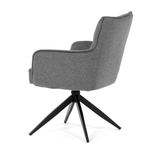 Židle jídelní, taštičkové pružiny v sedáku, 180° otočný mechanismus, šedá voděodolná látka, černý kov - Brevné variany: Lanýžová