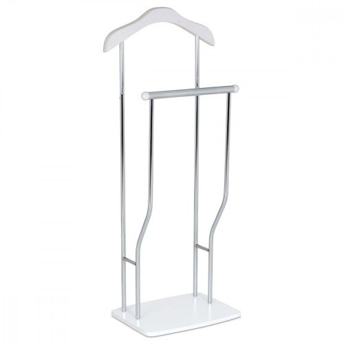 Němý sluha, výška 108 cm, MDF - černý matný lak, kov - chrom, nosnost 5 kg - Brevné variany: Bílá