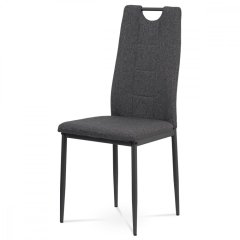 Jídelní židle, potah hnědá látka, kovová čtyřnohá podnož, antracitový matný lak