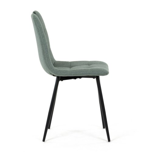 Židle jídelní, madlo, snadno čistitelná šedá látka, černý matný lak, kovové nohy - Brevné variany: Zelená