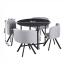 Jídelní set 1+4, černá/světle šedá, BEVAN NEW (0000354588) — Memela.cz