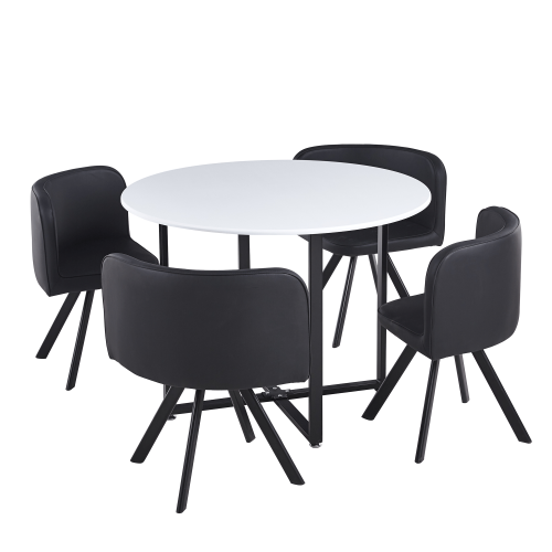 Jídelní set 1+4, bílá/černá, BEVAN NEW (0000354698) — Memela.cz