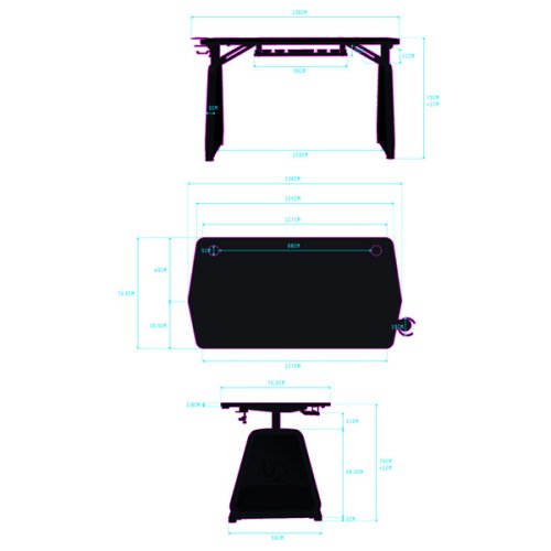 ULTRADESK Herní stůl BOOSTER 136×70,5 cm — černá