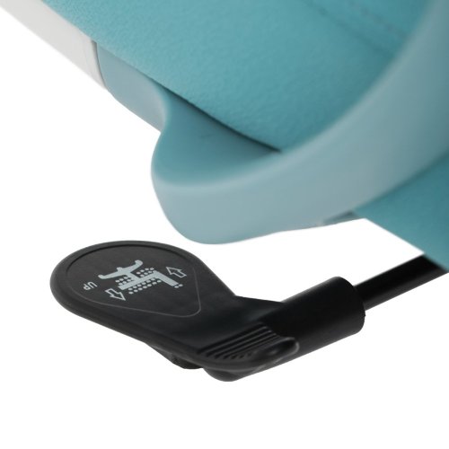 Židle kancelářská, bílý plast, šedý MESH a modrá látka, plastový kříž, houpací mechanismus. - Brevné variany: Červená
