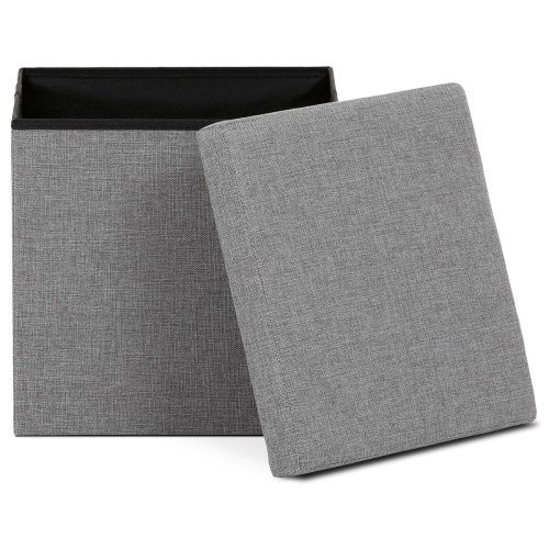 Taburet s úložným prostorem, látka černá - Brevné variany: Šedá