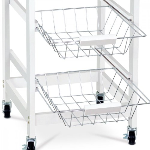 Servírovací stolek s kolečky Autronic DR-043 — bílá / masiv