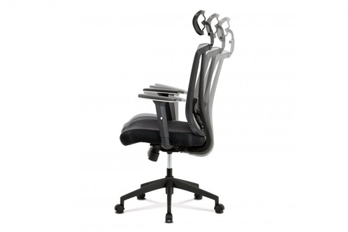 Kancelářská židle, černá MESH+síťovina, plastový kříž, synchronní mechanismus