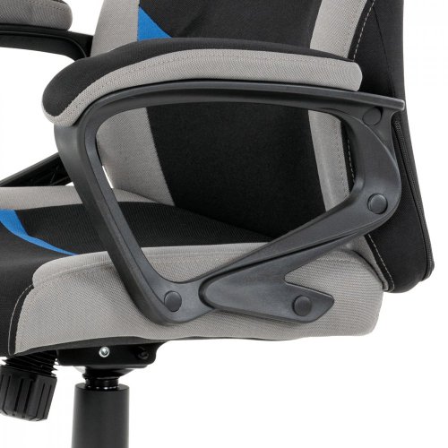 Kancelářská a herní židle, potah modrá, šedá a černá látka, houpací mechanismus - Brevné variany: Růžová