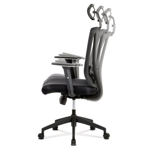 Kancelářská židle, černá MESH+síťovina, plastový kříž, synchronní mechanismus