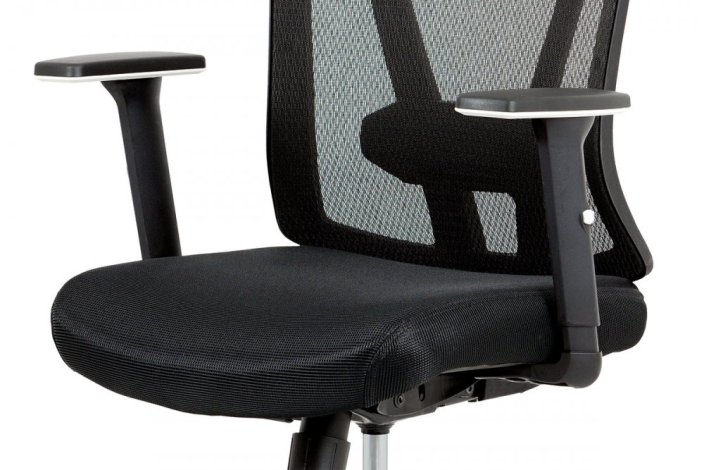 Kancelářská židle, černá MESH+síťovina, plastový kříž, synchronní mechanismus