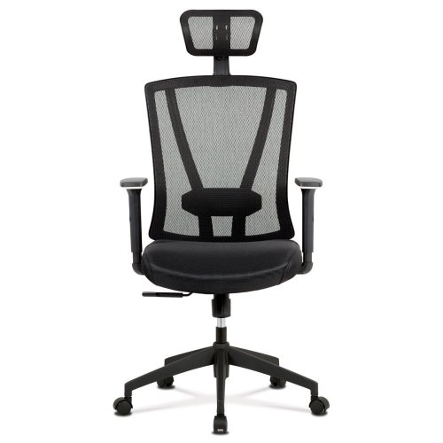 Kancelářská židle, černá MESH+síťovina, plastový kříž, synchronní mechanismus