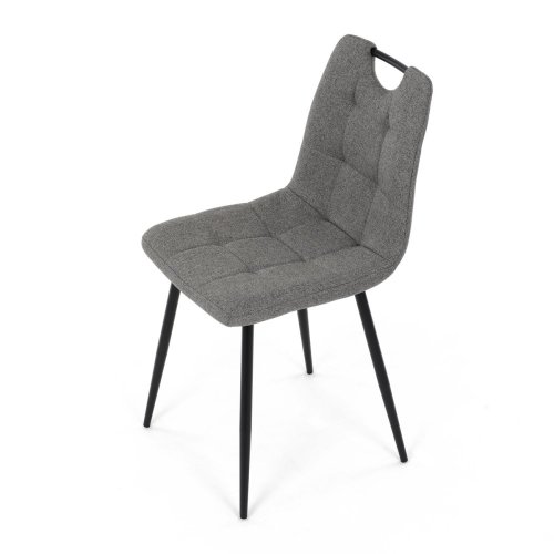 Židle jídelní, madlo, snadno čistitelná šedá látka, černý matný lak, kovové nohy - Brevné variany: Zelená