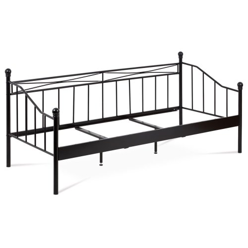 Postel jednolůžková 90x200 cm, kovová, černý matný lak - Brevné variany: Černá