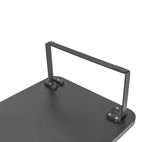 Podstavec pod monitor, prostor pro klávesnici, rychlá montáž, černý, ocel, dřevotříska, 20 kg nosnost, Powerton, ergo