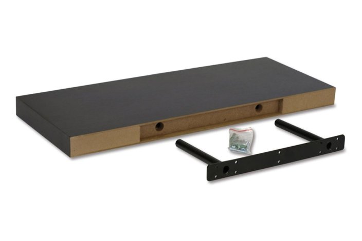 Polička nástěnná 120 cm, MDF, barva černý vysoký lesk, baleno v ochranné fólii