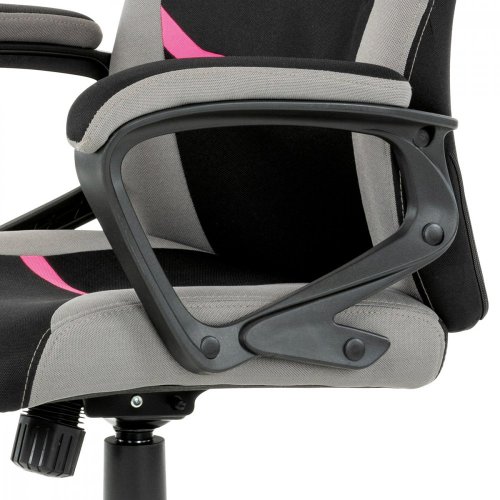 Kancelářská a herní židle, potah modrá, šedá a černá látka, houpací mechanismus - Brevné variany: Růžová
