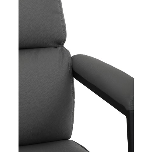 Židle kancelářská, šedá ekokůže, kříž kov chromový, houpací mechanismus, čalouněné područky - Brevné variany: Šedá